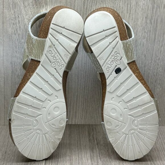 Yokono Sandals Womens Sz 8 Slingback Elastic Strap Wedge Open Toe Metallic Gold - Picture 12 of 12